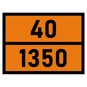 Табличка «Опасный груз 40-1350», Сера (светоотражающий металл с рельефом, 400х300 мм)